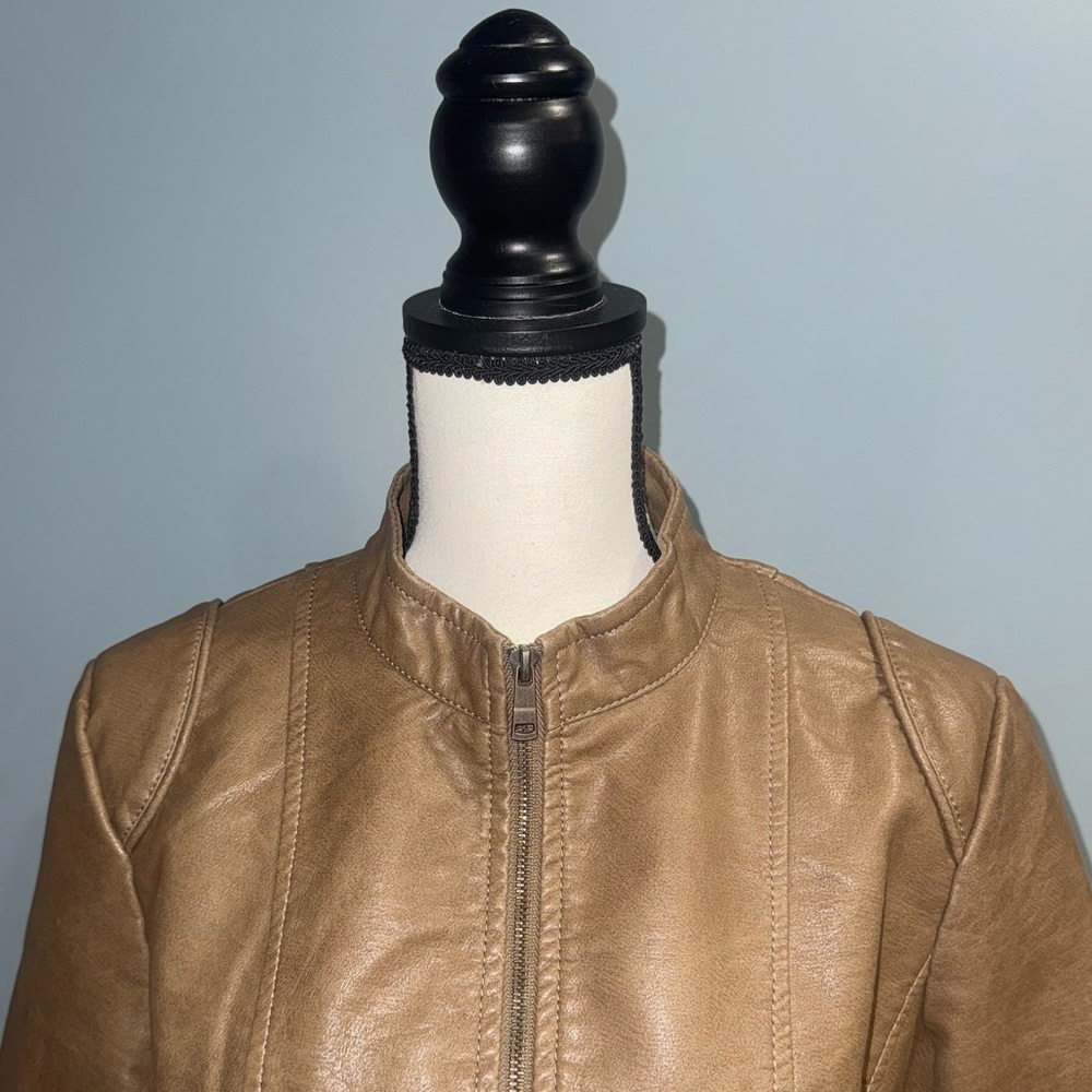 la coalitio Tan Leather Jacket for Women - Picture 2 of 6